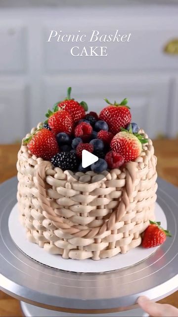 Sheri Wilson on Instagram: "Spring Picnic Basket Cake 🧺🍓🌸  I’m so ready for warm weather and picnics! What’s your favorite season of the year?  #picnic #springtime #cakedecorating #springbaking #bakingideas" Berry Poke Cake, Coconut Poke Cakes, Cake Magazine, Basket Cake, Italian Meringue Buttercream, Blueberry Breakfast Cake, Spring Baking, Lemon Bundt Cake, Vegan Carrot Cakes