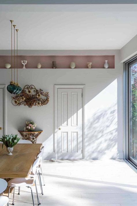 Farrow And Ball Hallway, Farrow And Ball Living Room, Pavilion Grey, Edwardian House, Farrow And Ball Paint, White Dining Room, Farrow And Ball, London House, English Country House