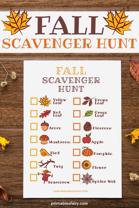 Encourage your kids to get outdoors with this Fall Scavenger Hunt. #fallactivities #fallactivitiesforkids #activitiesforkids Fall Scavenger Hunt For Kids, Fall Scavenger Hunt, Fall Preschool Activities, Scavenger Hunt For Kids, Harvest Party, Fall Fest, Autumn Activities For Kids, Fall Preschool, Thanksgiving Games