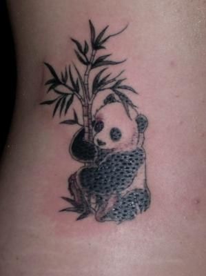 Panda Tatoos, Panda Holding Bamboo, Tattoos Panda, Tattoo Panda, Cake Tattoo, Tattoo On Foot, Panda Cake, Bamboo Tattoo, Panda Tattoo