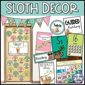 Boho Classroom Theme, Watercolor Sloth, Themed Classroom Decor, Behavior Clip Charts, Boho Classroom, Classroom Decor Bundle, Door Display, Alphabet Posters, Clip Chart