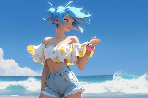 ArtStation - Enjoy your day at the beach! Beach Drawing, Enjoy Your Day, Body Poses, Beach Poses, Day At The Beach, Girls Cartoon Art, Beach Art, Beach Day, At The Beach