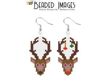 BeadedImages - Etsy Canada Bead Jewelry Ideas, Christmas Tree Beads, Beaded Banners, Beaded Earring, Brick Stitch Earrings, Brick Stitch Pattern, Seed Bead Patterns, Christmas Bead, Beaded Earrings Patterns