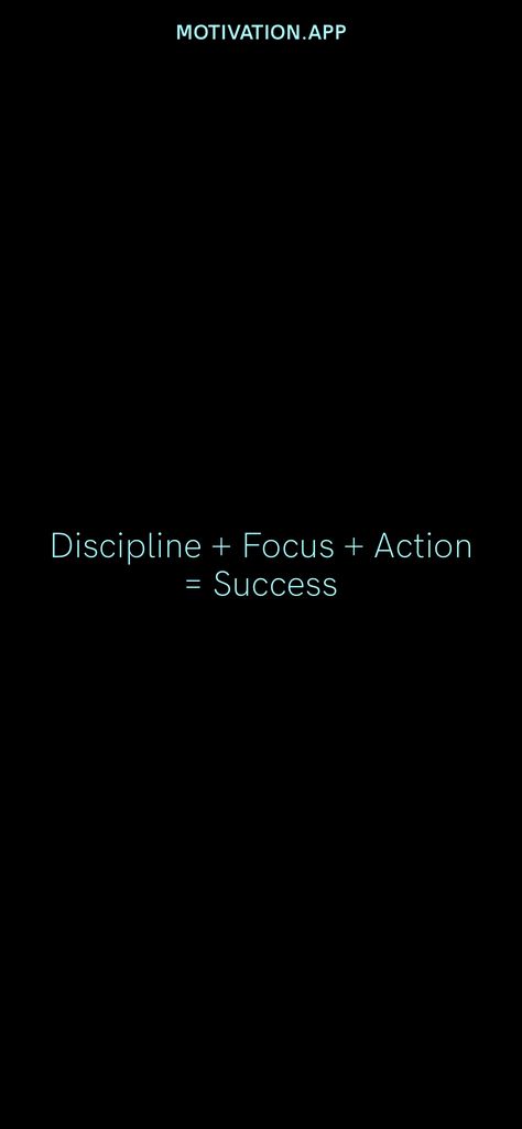 Discipline + Focus + Action = Success From the Motivation app: https://motivation.app/download Discipline + Focus + Action = Success, Disiplin Motivation Wallpaper, Focus Aesthetic, Monk Mode, God Of Wars, Discipline Quotes, Motivation App, Lifestyle Illustration, Wallpaper Abstract