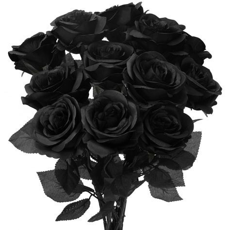 PRICES MAY VARY. Package Includes - You will get 12 pack artificial black rose stems, rose branches perfect for everyday life and holidays. The height of the pruned rose branches is 50cm / 19.7inch, which can be decorated at will. Realistic Design - Black fake roses with large flower heads, overlapping petals and slightly curled outside look like real roses in a lifelike way Premium Materials - The flowers are made of silk fabric and the branches are made of wire covered plastic. These materials Rose Buket, Black Rose Bouquet, Fake Roses, Diy Bouquets, Black Bouquet, Diy Christmas Party, Faux Flower Bouquets, Black Rose Flower, Table Centerpieces Diy