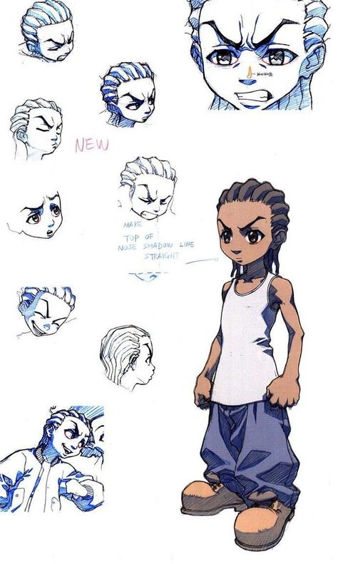 Seung Eun Kim, Boondocks Characters, The Boondocks Cartoon, Boondocks Drawings, Comic Style Art, Black Cartoon Characters, Eyes Blue, Graffiti Characters, Swag Cartoon