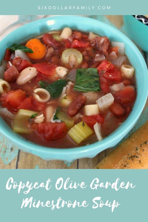 Why pay Olive Garden prices for Olive Garden soup? Make it yourself! This copycat Olive Garden minestrone soup recipe tastes just like the restaurant version and is super simple to make! It's a slow cooker recipe so dump and go! Olive Garden Minestrone Soup, Minestrone Soup Recipe, Family Friendly Dinners, Money Saving Meals, Minestrone Soup, Weekend Meals, Cooking On A Budget, Cozy Meals, Quick Weeknight Dinners