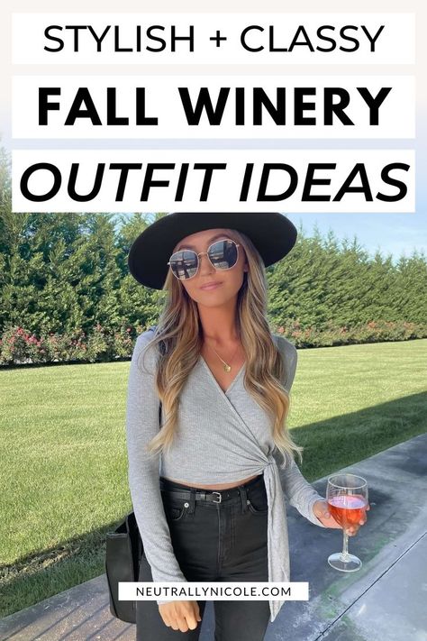 Stylish winery outfit ideas for fall for classy summer wine tasting outfits Winery Outfit Fall, Winery Outfit Ideas, Winery Outfit, Wine Tasting Outfit, Wineries Outfit, Autumn Wine, Fall Trends Outfits, Flannel Outfits, The Vineyard