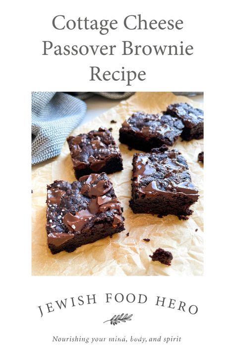 Cottage Cheese Passover Brownie recipe Classic Brownies Recipe, Almond Flour Brownies, Cheese Brownies, Jewish Cuisine, Cocoa Brownies, Matzo Meal, Jewish Food, Cottage Cheese Recipes, Healthy Brownies