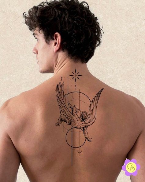 Romanticism Tattoo, Husband Tattoos, Icarus Aesthetic, Tattoos Trendy, Icarus Tattoo, Atlas Tattoo, Simple Tattoos For Guys, Aesthetic Tattoos, Clever Tattoos