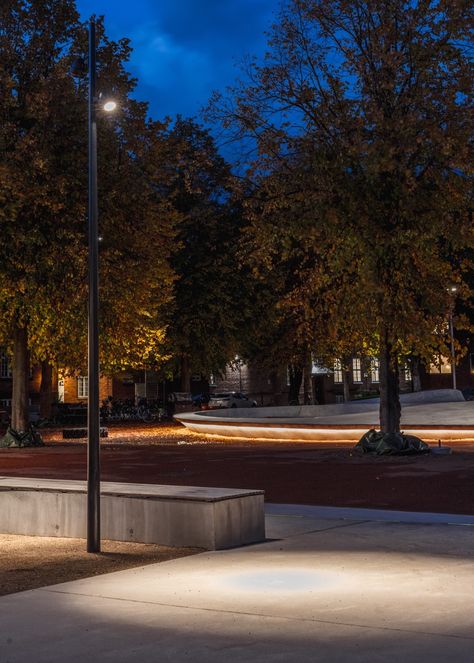 Kildegården « Landscape Architecture Platform | Landezine Hardscape Lighting, Street Light Design, Park Lighting, Commercial Landscape Design, Landscape Lighting Design, Building Aesthetic, Landscape Lights, Urban Lighting, Urban Furniture