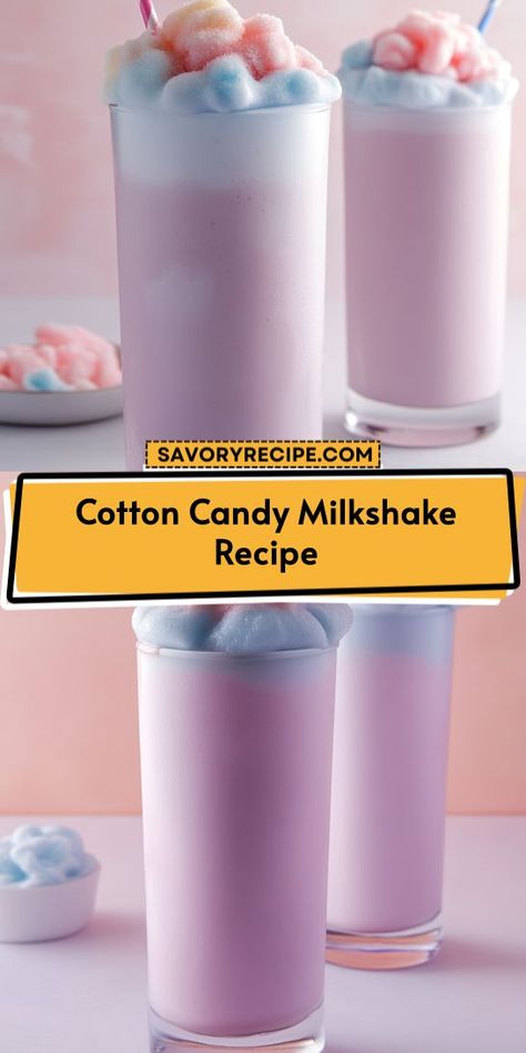 Ever wondered how to create a whimsical treat that combines nostalgia and indulgence? This Cotton Candy Milkshake Recipe will transport you back to carefree carnival days. Perfect for parties or a sweet afternoon treat, save this recipe for a delightful candy drink experience you won’t want to miss! Cotton Candy Milkshake Recipe, Cotton Candy Milkshake, Candy Milkshake, Savory Recipe, Fun Dessert, Milkshake Recipe, Candy Drinks, Pink Food Coloring, Ice Cream Candy