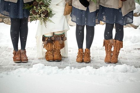 Wedding Moccasins The Bride, Wedding Moccasins, Snowboard Wedding, Western Mountains, Lake Louise Ski Resort, Winter Mountain Wedding, Ski Resort Wedding, Ski Wedding, Early Spring Wedding