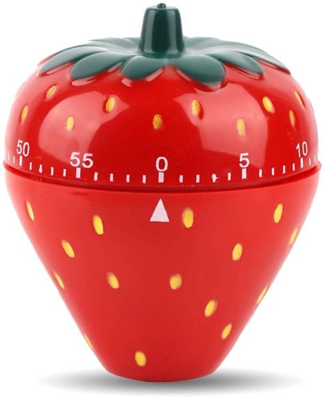 PRICES MAY VARY. 🍓【How to Use】：1. when you open the box default White leaf position is on time "0". 2.To start time rotate clockwise and set leaf position on 55. 3.Now you are ready to set your time by rotating counterclockwise. (For example for 15 min rotate CCW and set leaf position on 15.) 4.All set after 15 minute, timer will sound the Bell ring.. Notice: you must do step 2 to make the timer work.Timers are mechanical. No batteries needed. 🍓【Closest Aides】： When you are extremely busy in t Study Timer, Strawberry Kitchen, Countdown Clock, Fruit Cookies, Kawaii Fruit, Strawberry Decorations, Kitchen Timer, Kitchen Timers, Cute Strawberry