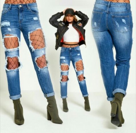 Plus Size Fish Net Outfits, Fishnet Tights Outfit Jeans, Fish Net Outfits, Tights Under Jeans, Fish Net Tights Outfit, Fish Net Tights, Net Stockings, Blue Ripped Jeans, Outfits 2016