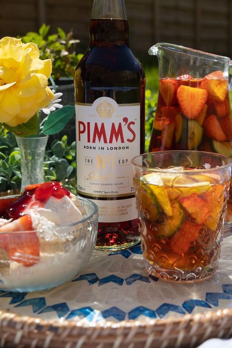 Pimm's is synonymous with summer and sporting events ☀️ From Wimbledon to Henley Regatta to your own back garden tournament, this delicious addition for many refreshing cocktails has a long and very special history. Learn more about when Pimm's was created and what is in this unique spirit drink. #pimms #wimbledon #summerdrinks #giftsforhim #giftsforher #hampers #birthdaygifts #birthdayideas #giftideas #picnicinspo Pimms Aesthetic, Pimms Cup Recipe Pitcher, Pimms Cup Recipe, Pims Cocktail, Pimms Cocktail, Garden Cocktail, Henley Regatta, Pimms Cup, British Party