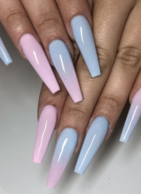 Gender Reveal Nails, Ballerina Nails Designs, Cotton Candy Nails, Modern Nails, Ballerina Nails, Pink Nail, Coffin Nails Designs, My Nails, Dope Nails