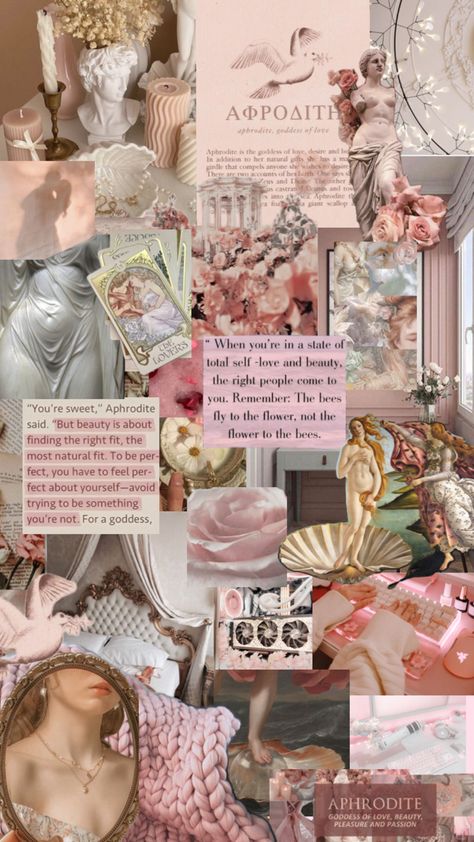 This is a beautiful collage vision board with Aphrodite inspired with pink gold, feminine and gamer girl vibes Gamer Girl Bedroom, Gamer Girl Aesthetic, Bedroom Decor Pink, Pink Feminine, Aphrodite Goddess, Desk Bed, Aesthetic Gold, Inspired Bedroom, Goddess Of Love