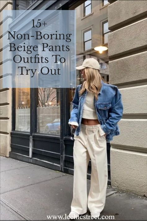 beige aesthetic, beige outfit, beige pants outfit, beige pant outfits, beige pants outfits, beige look Tan Loose Pants Outfit, Fall Cream Pants Outfit, Beige Track Pants Outfit, Beige Pants Fall Outfit, Cream Baggy Pants Outfit, Cream Pants Outfit Fall, Beige Pantalon Outfit, Cream Pants Outfit Women, Cream Slacks Outfit Women