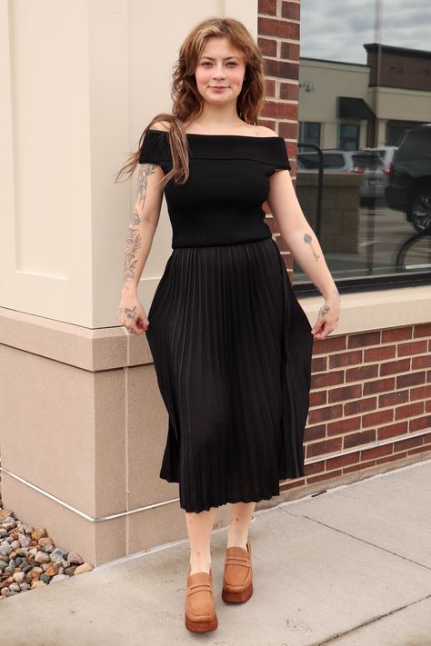 Black mid length dress