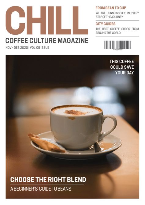 Magazine Cover Design Cafe Magazine Layout, Coffee Magazine Layout, Coffee Magazine Cover, Coffee Layout, Cafe Magazine, Travel Magazine Design, Coffee Magazine, Magazine Cover Layout, Booklet Layout