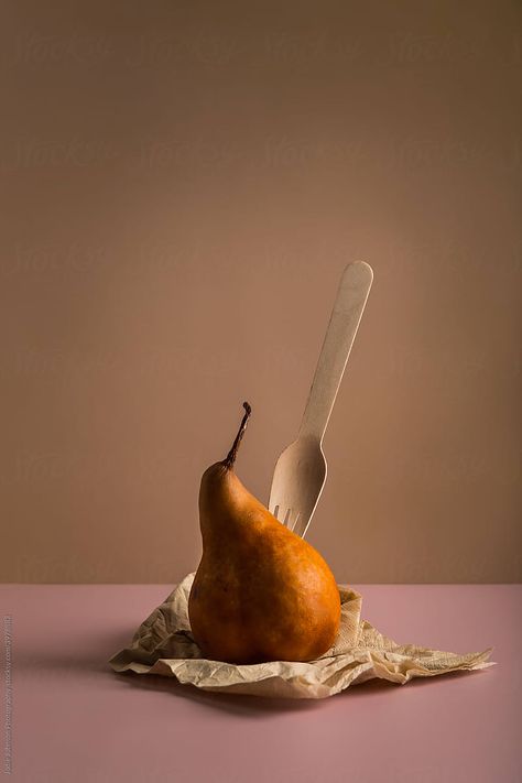 "Pear Food Still Life" by Stocksy Contributor "Jodie Johnson Photography " Pears Photography, Fruit Styling, Pear Food, Still Life Food Photography, Pear Photography, Food Photography Composition, Food Still Life, Wooden Fork, Pear Fruit