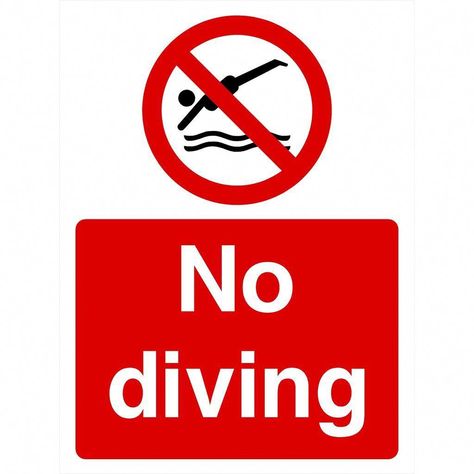 Shop today for this No Diving Sign. The UK No Diving Sign, Safety Signs And Symbols, Wash Hands Sign, Do Not Enter Sign, Danger Signs, Safety Signs, Construction Safety, Black Toilet, Exit Sign