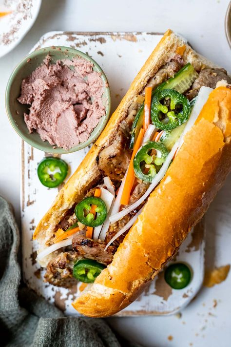 Authentic Banh Mi Recipe with Lemongrass Pork - Cooking Therapy Pork Banh Mi, Lemongrass Pork, Banh Mi Recipe, Cooking Therapy, Blogger Ideas, Banh Mi Sandwich, Food Time, Weeknight Dinner Recipes Easy, Asian Inspired Recipes