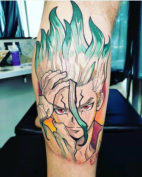 Whoooo is Senku Tattoo 😍 Anime Dr.Stone 💊 beautiful Tattoo @haughttattoo 🔥  Follow me and Tag your. Otaku Friends to the best Anime Tattoo… Dr Stone Tattoo, Constantly Hungry, Stone Tattoo, Senku Ishigami, Tattoo Anime, The Best Anime, Anime Tattoo, Beautiful Tattoo, Best Anime