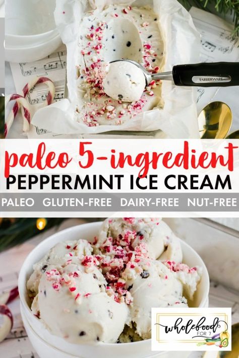 Paleo Peppermint Ice Cream - WholeFoodFor7 Peppermint Stick Ice Cream, Paleo Candy, Paleo Ice Cream, Holiday Ice Cream, Peppermint Recipes, Peppermint Ice Cream, Vegan Ice Cream Recipe, Gluten Free Ice Cream, Peppermint Cream