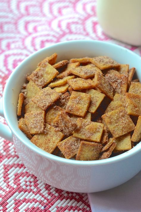 Cinnamon Tortilla Crunch Cereal! Like Cinnamon Toast Crunch--but with tortillas. Click for the easy recipe on Always Order Dessert Tortilla Crisps, Healthy French Toast Recipe, Cinnamon Cereal, Homemade Cereal, Cinnamon Tortillas, Crunch Cereal, Cinnamon Toast Crunch, Cinnamon Toast, Homemade Breakfast