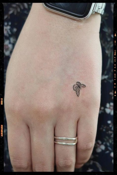 Butterfly Tattoo Small Hand, Tiny Yellow Butterfly Tattoo, Small Butterfly Tattoo On Finger, Small Butterfly Hand Tattoo, Micro Tattoo Butterfly, Micro Butterfly Tattoo, Bts Butterfly Tattoo, Butterfly Tattoo On Finger, Small Butterfly Tattoo On Hand