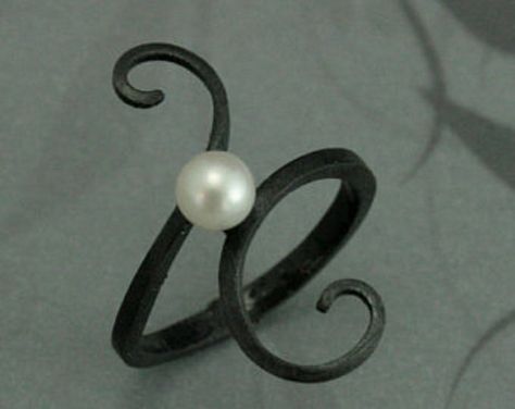 Forged Ring, Vine Ring, The Bling Ring, Pearl Rings, Iron Ring, Freshwater Pearl Ring, Swirl Ring, Iron Work, Black Ring