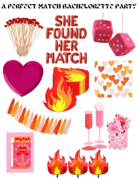 Becky Carroll's Amazon Page Fire Bachelorette Theme, Fire Theme Bachelorette Party, Bachelorette Party Themes Fall, She Found Her Perfect Match Bachelorette, Perfect Match Theme, Firefighter Bachelorette Party, Perfect Match Bachelorette Party, Red Hot Bachelorette Party, Perfect Match Bridal Shower Theme