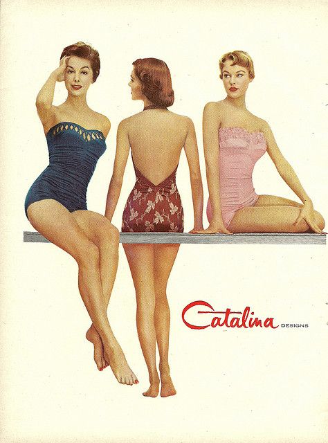 Catalina swimwear 1954 1950s Sportswear, Vintage Bathing Suit Patterns, Catalina Swimwear, 1950s Vintage Fashion, Vintage Outfits 90s, Mid Century Fashion, Vintage Bathing Suits, Vintage Swim, Vintage Swimsuit