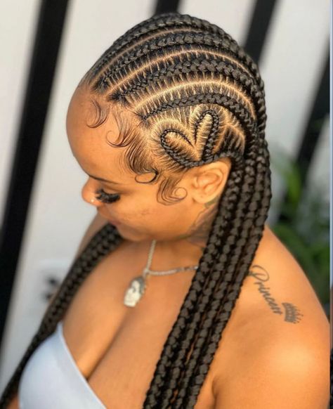 Simple Quick Braided Hairstyles, Heart Cornrows, Simple Fulani Braids, Cornrows Natural Hair, Braids Ideas, Box Braids Hairstyles For Black Women, Protective Hairstyle, Braided Cornrow Hairstyles, Quick Braided Hairstyles