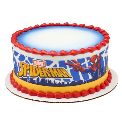 Marvel's Spider-Man™ In Action Circle Cake Designs, Cake Designs For Men, Bakery Style Cake, Spider Man Cake, Cake Design For Men, Spiderman Cake Topper, Circle Cake, Hard Candy Lollipops, Marvel Cake