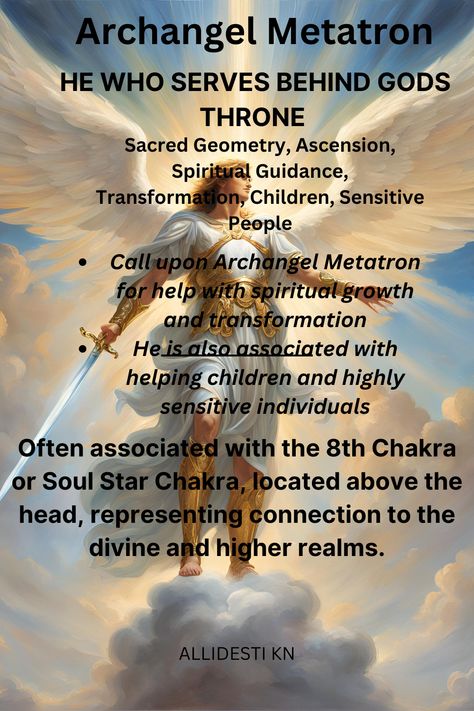 Archangel Metatron guides us on our spiritual journey, helping us to access higher levels of consciousness. Call on him for support with transformation and spiritual growth. #archangelmetatron #transformation #ascension #spiritualgrowth #sacredgeometry #sensitivepeople #children Archangels Prayers, Metatron Angel, Arc Angels, Angel Guides, Angelic Reiki, Angel Therapy, Archangel Uriel, Archangel Prayers, Aura Healing