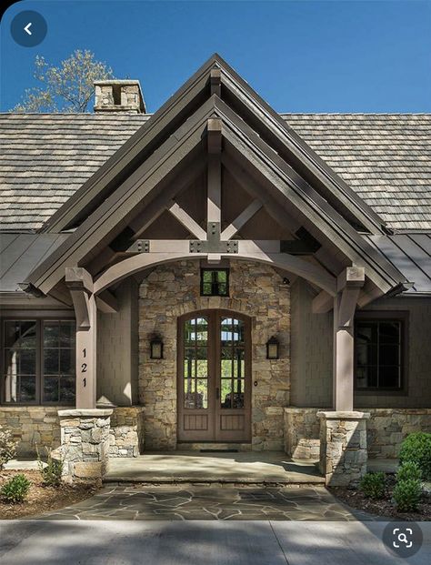 Mountain Home Exterior, Lake Houses Exterior, Lake Keowee, Craftsman Style Homes, Rustic Home Design, Front Entrance, Craftsman House Plans, Mountain Homes, Farmhouse Exterior