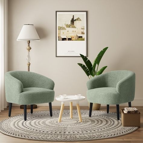 Bayville Sherpa Polyester Upholstered Faux Shearling Barrel Chair - (Set of 2) - On Sale - Bed Bath & Beyond - 40419692 Corner Chair Bedroom, Counselling Room Design, Counselling Room, Classic Sofa Designs, Book Shelf Ideas, Stylish Living Room Furniture, Bohemian Scandinavian, Classy Decor, Classic Sofa