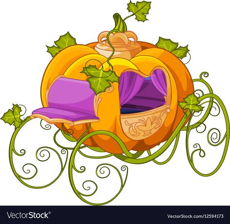 Pumpkin Turn into a Carriage for Cinderella Vector Image Cinderella Illustration, Pumpkin Cinderella, Cinderella Clipart, Cinderella Sweet 16, Cinderella Pumpkin Carriage, Cinderella Art, Creative Pumpkin Carving, Cinderella Pumpkin, Pumpkin Contest