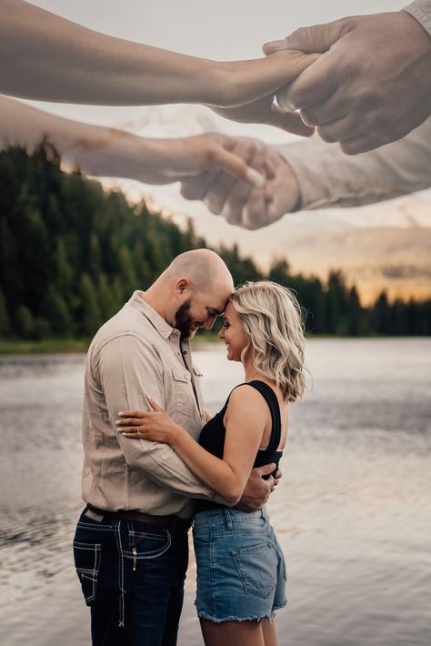 Double exposure Engagement photo Trillium lake Oregon Oregon engagement Double Exposure Engagement Photos, Double Exposure Couple Photography, Royal Photoshoot, Exposure Pictures, Engagement Pictures Beach, Double Exposure Photoshop, Lake Engagement Photos, Trillium Lake, Double Exposure Photography