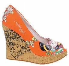 I wish we could wear highheels and noone would care! Ed Hardy Designs, Spring Wedges, Orange Wedges, Cute Wedges, Wedges Shoes, Crazy Shoes, Pretty Shoes, Ed Hardy, Womens Fashion Trends