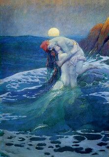 Mermaid Sightings, Howard Pyle, Independent Study, American Illustration, Mermaid Painting, Vintage Cross Stitches, Mermaid Art, Fall 2017, Antique Art