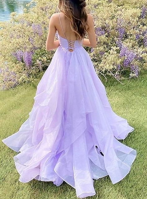 Glittering Dress, Backless Ball Gown, Ball Gown Prom Dresses, Gown Prom Dresses, Ruffle Prom Dress, Dress Wedding Party, Purple Prom, Purple Prom Dress, Womens Prom Dresses