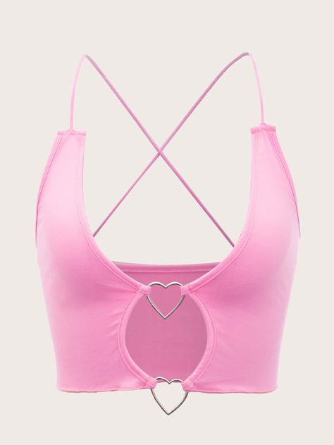 Pink Sexy Collar  Polyester Plain Cami Embellished High Stretch  Women Tops, Blouses & Tee Chessie Cat, Cami Top, Women Tops, Pink Tops, Cami Tops, Pink Fashion, Fitness Inspo, Girly Things, Beautiful Outfits