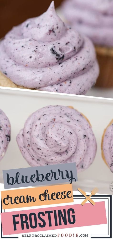 Blueberry Cream Cheese Frosting, Frost Cupcakes, Blueberry Frosting, Frosting Recipes Easy, Cream Cheese Desserts, Cake Frosting Recipe, Homemade Frosting, Blueberry Cream Cheese, Freeze Dried Fruit