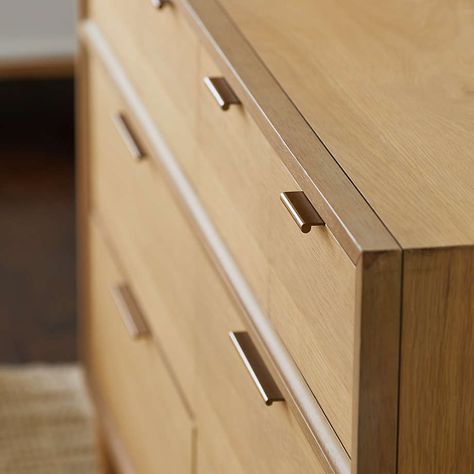 Bodie Wood 8-Drawer Wide Kids Dresser + Reviews | Crate & Kids Kids Dresser, Kids Furniture Design, Changing Table Topper, Gold Drawer Pulls, Baby Dresser, Natural Oak Wood, Spindle Bed, Nursery Dresser, Big Kids Room