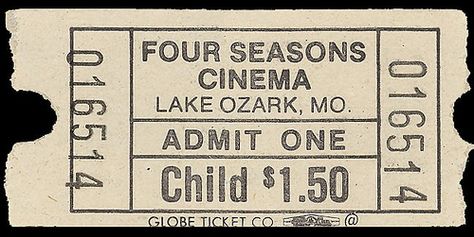 Ticket Fly, Ticket Cinema, Rooftop Cinema, Lake Ozark, Vintage Cinema, Vintage Ticket, Cinema Wedding, Photography Journal, Cinema Ticket