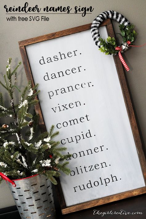 Farmhouse Christmas Signs, Diy Farmhouse Christmas, Christmas Signs Diy, Reindeer Names, Christmas Signs Wood, Navidad Diy, Farmhouse Christmas Decor, Diy Farmhouse, Christmas Sign